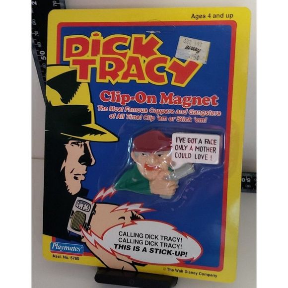 Vintage 1990 Dick Tracy STEVE THE TRAMP Disney Clip On Magnet On Card New - Picture 1 of 5